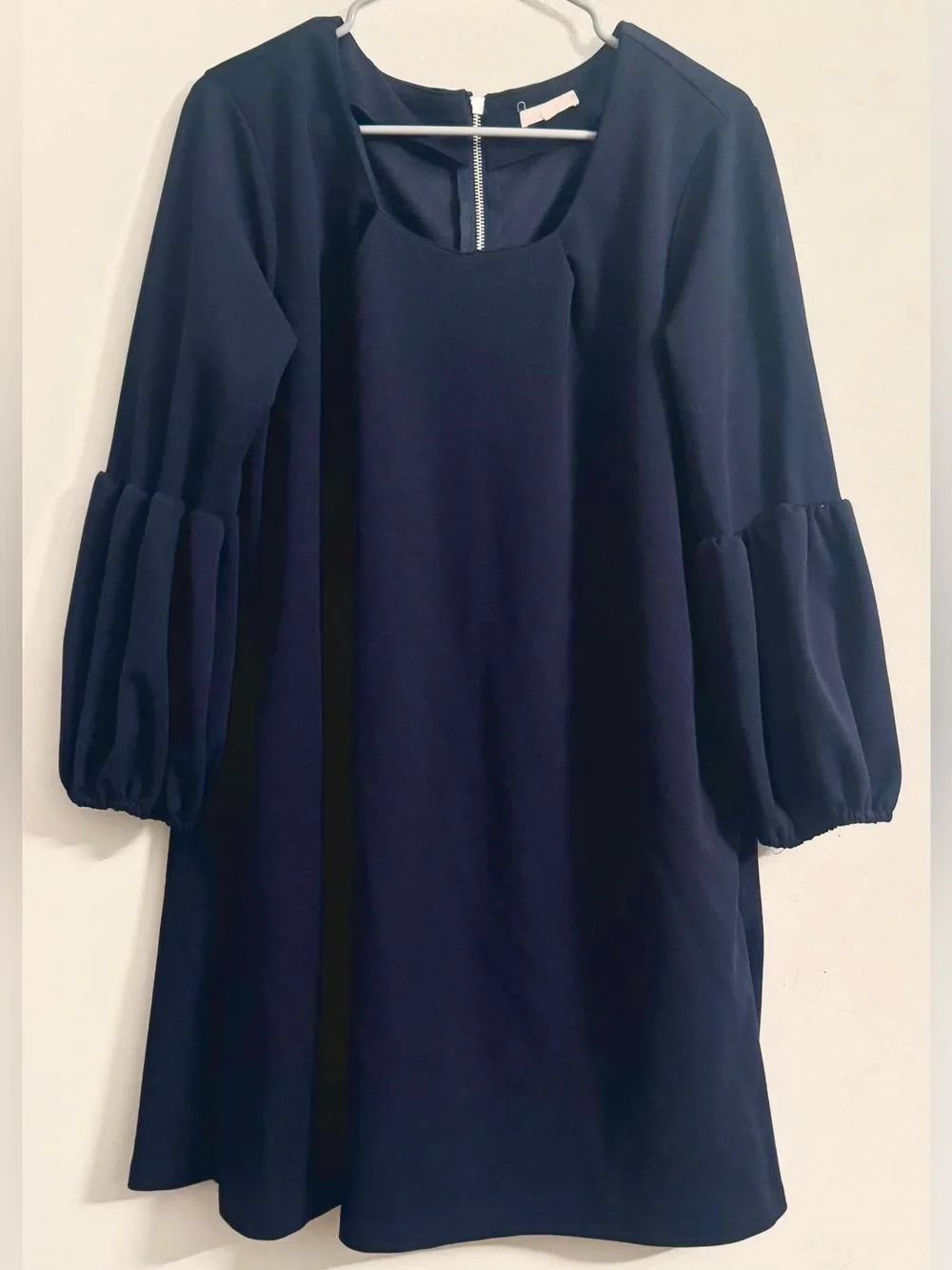 Standards & Practices Women's Navy Balloon Sleeve Midi Dress Plus Size 1X - Picture 2 of 7